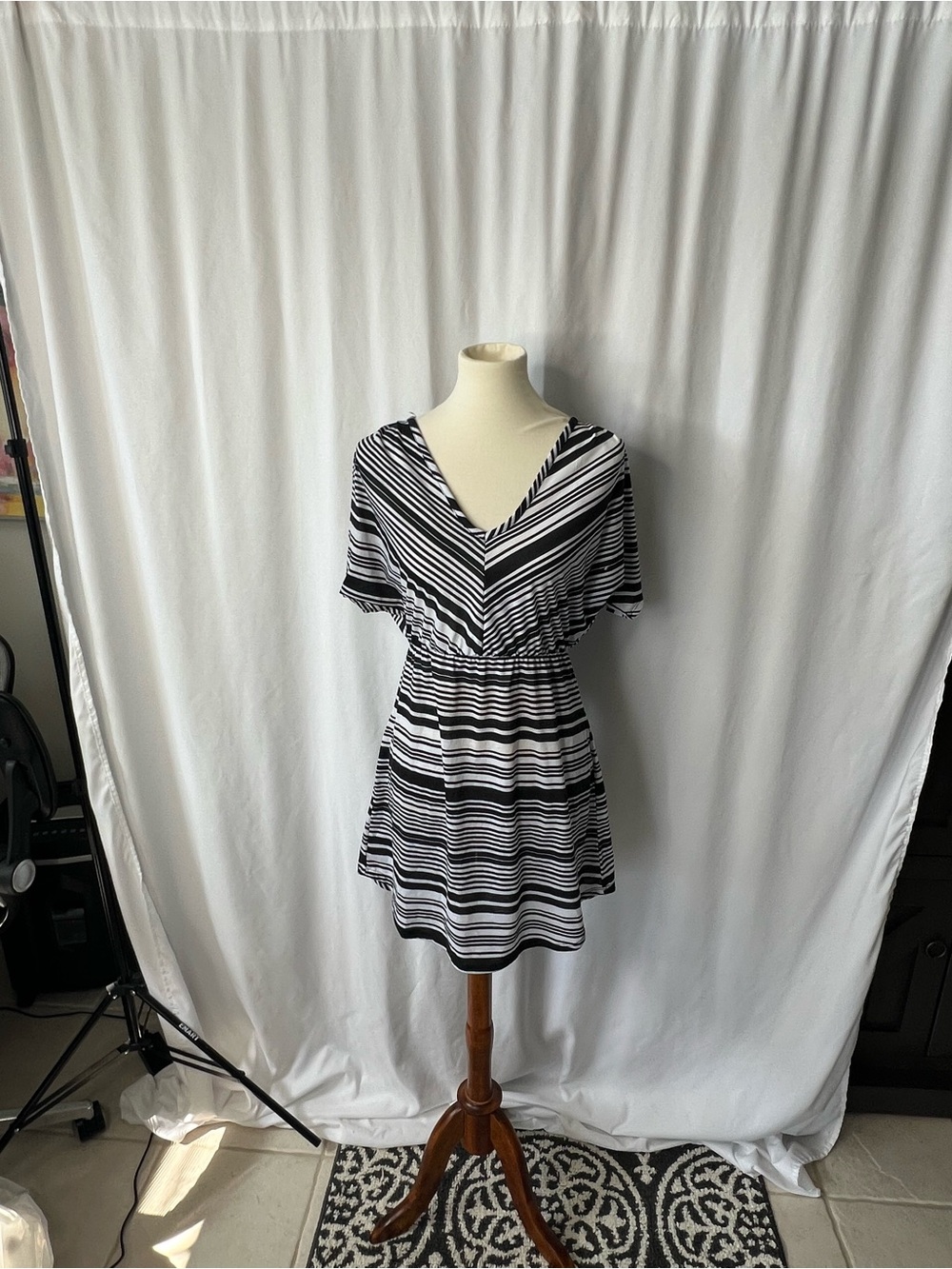 Black & White Stripe Mini Dress